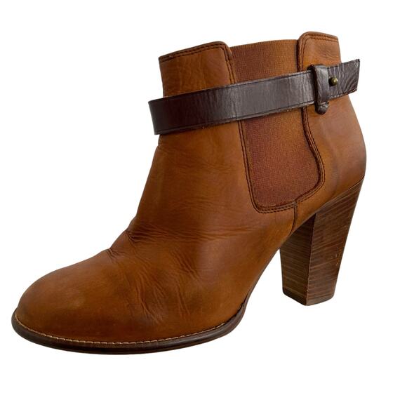 MADEWELL Lonny Leather Ankle Boot 3 1/2 inch Heel in Tan Women's Size 8 - Picture 4 of 11